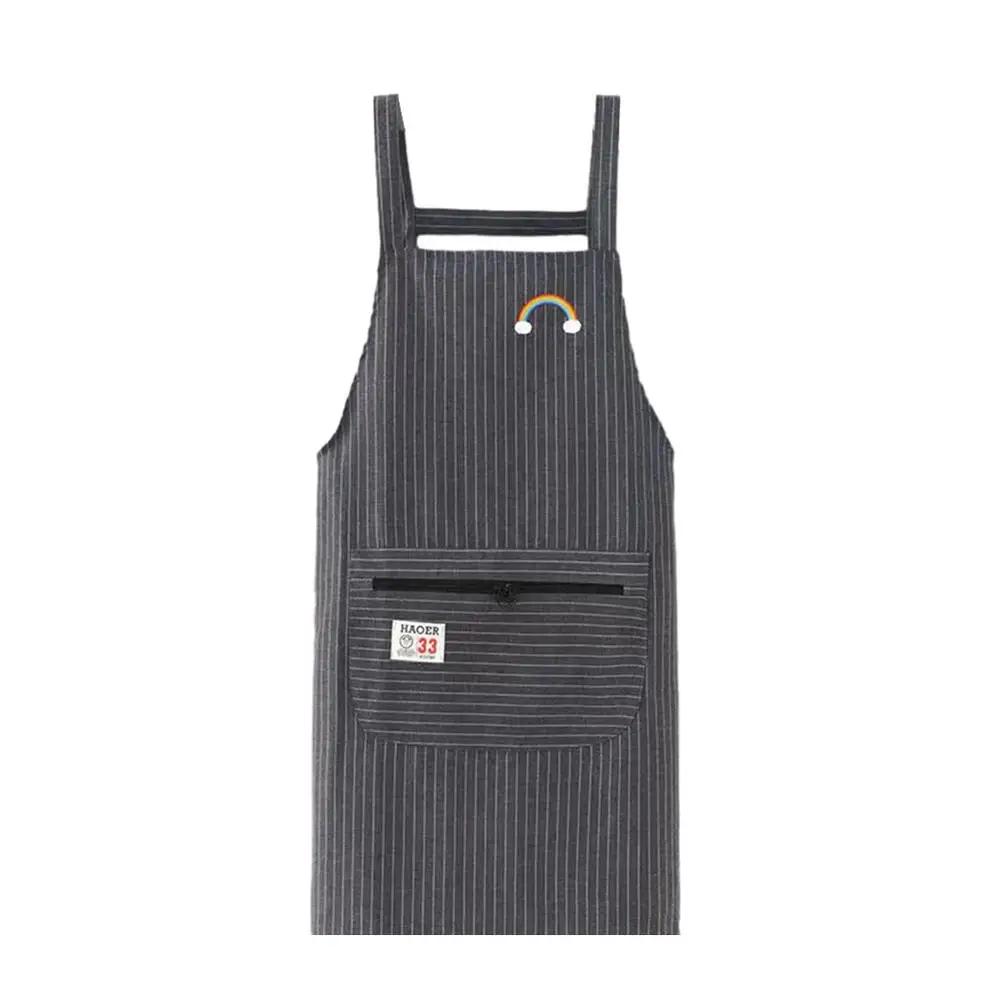 1Pcs Simple Waterproof Apron Wear Resistant Anti-Fouling Anti-Oil Zipper Large Pocket Apron Home Kitchen Apron
