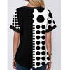Women Fashion Short Sleeve T-Shirts Flower Print Bandage V-Neck Summer Tee Loose Casual Blouse Plus Size