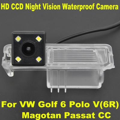 CCD Auto CCD 4 LED Night Reverse Telecamera per la retromarcia per VW Polo V (6R) Golf 6 VI Passat CC Magotan