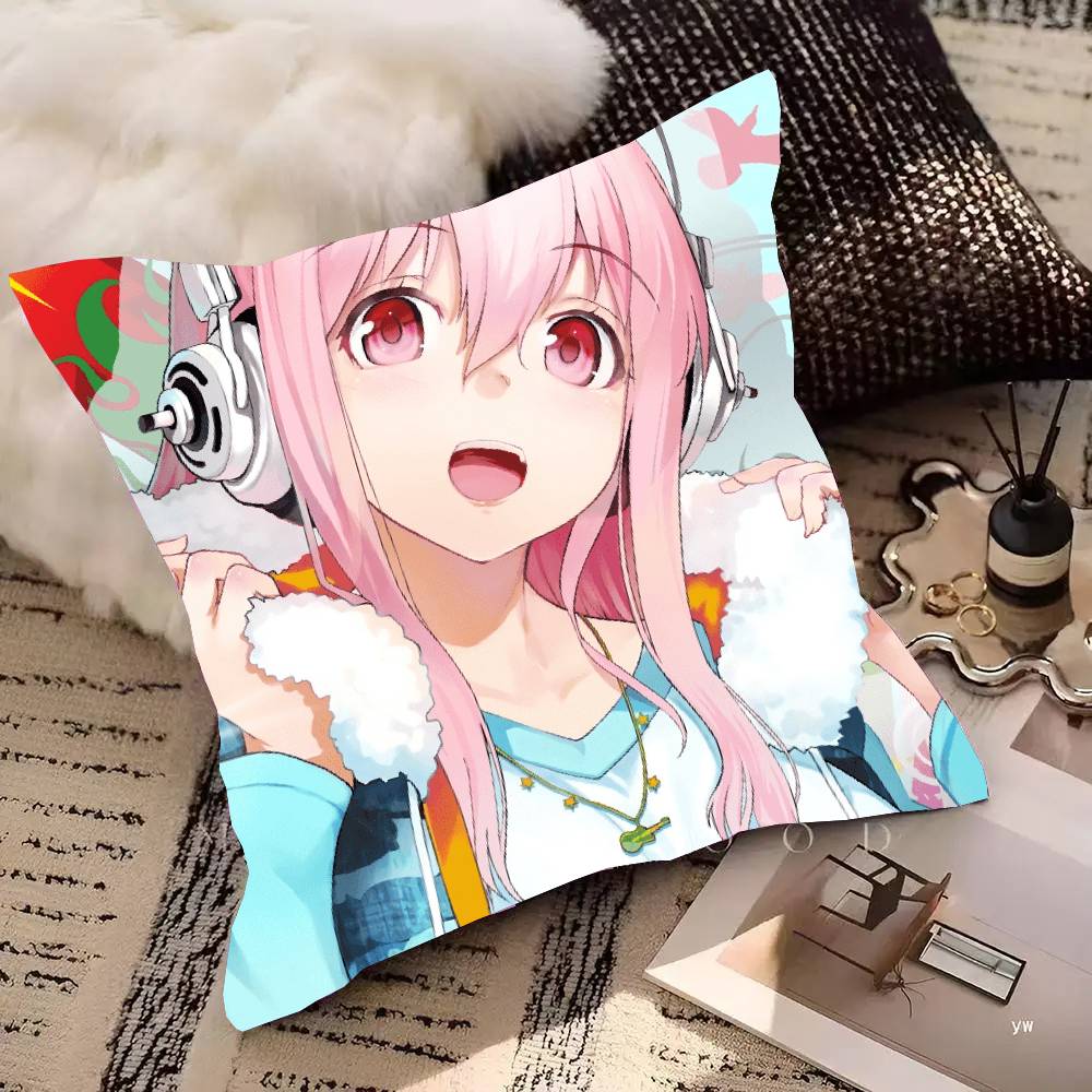 S-Super S-Sonico Pillow Case Square Pillow Bedroom Sofa Leisure Comfort Cushion Car Living Room Home Decoration