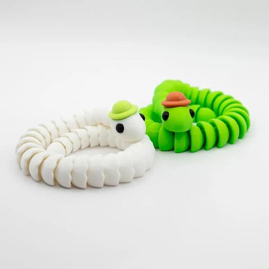 3D Printed Snake Figure Flexible Animal Fidget Toy Cute Articulating Snake Desk Toy for Collectors Easter Basket Stuffer