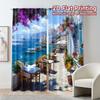 Modern Flat Printing Curtains Without Rod Seaside Serenity Window Curtain Polyester Decorations Set Of 2 Made