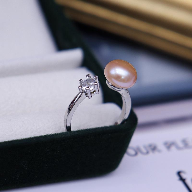 Versatile Freshwater Pearl Ring for Women: Summer Fashion, 7-8mm Near Round, Multiple Colors, Enhances Hand Shape Adjustable Opening