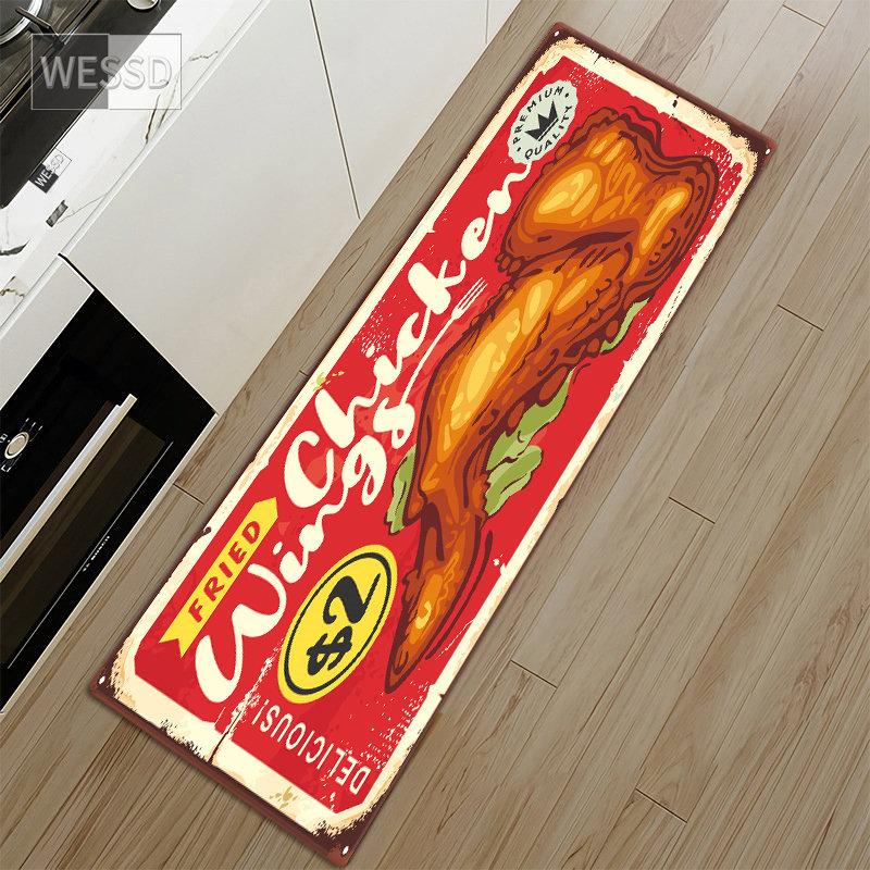 

Забавный кухонный коврик с принтом меню еды, нескользящий моющийся ковер из пены с эффектом памяти, небольшой коврик для гостиной 40x60cm