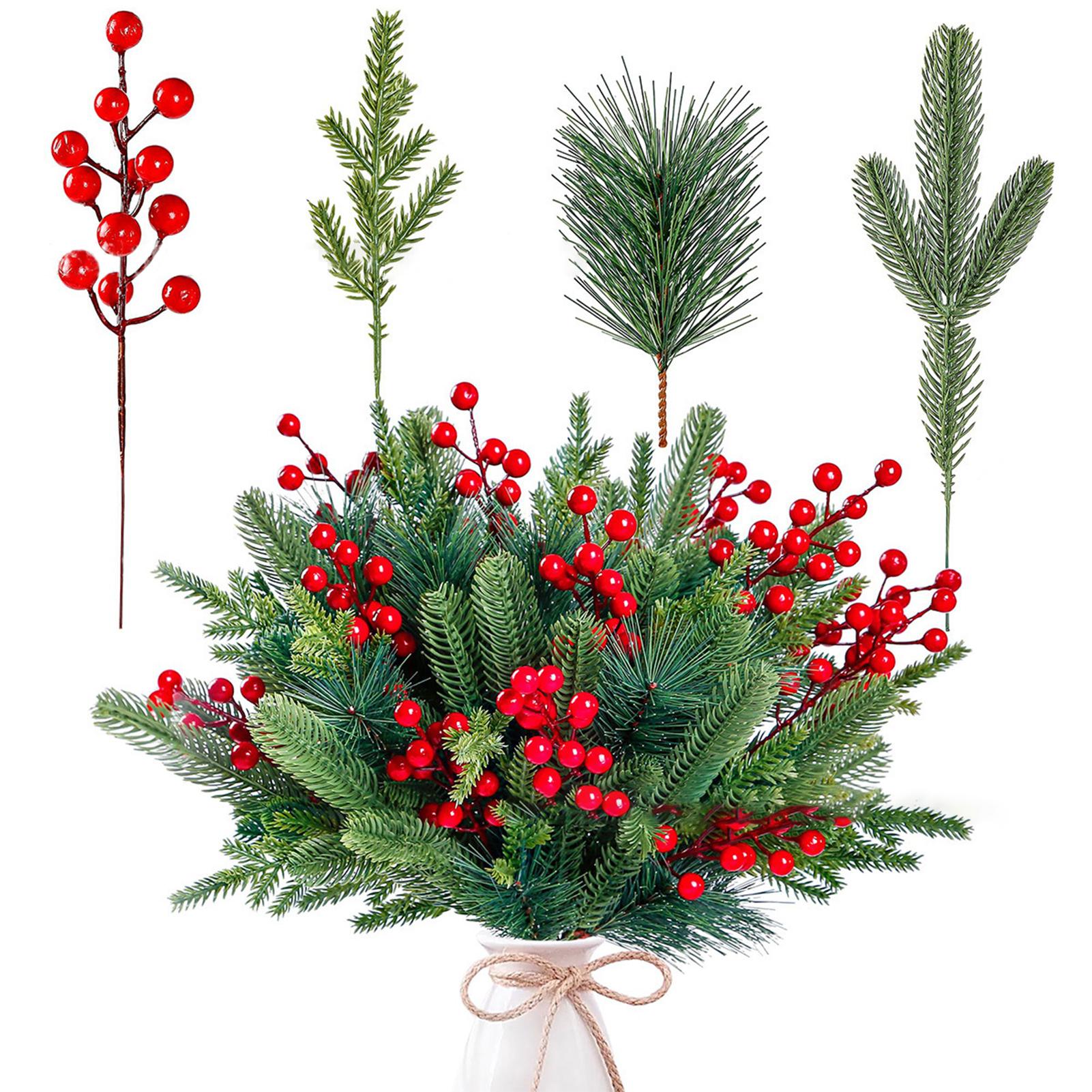 

Christmas decor Fake Plants Pine Needles Bright and Shiny Holiday Home Decoration Suitable for Flower Arrangements
