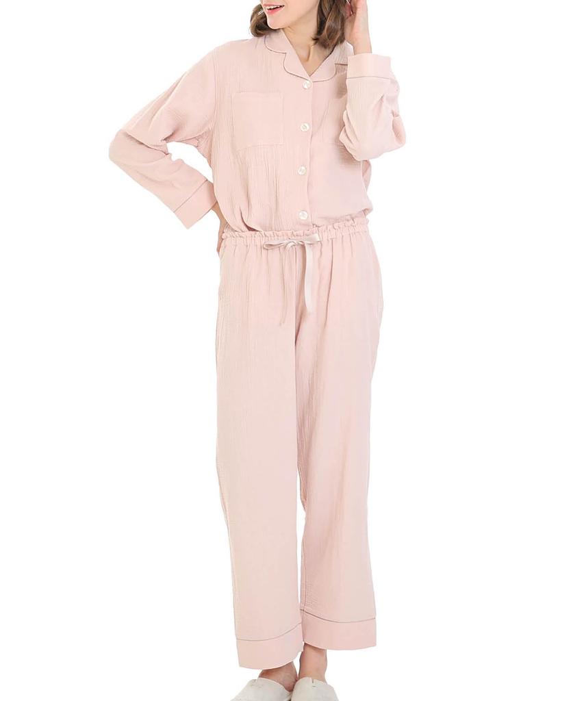 Narue Pajama Cream Puff Gauze Calm Color Tailored Pajamas Women's Set, (R),