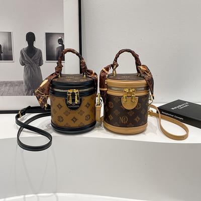 Cylinder Bag  New Niche Hand-held Cylindrical Bucket Bag Single-shouldered Messenger Old Rice Bucket Bag