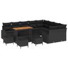 VidaXL Ensemble de 13 Pièces de Sofa de Jardin avec Coussins Noir Poly Rattan Acacia 3364389