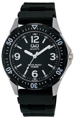 Citizen Analógové vodotesné náramkové hodinky s čiernym uretánovým remienkom Q&Q pre mužov, W376-305,