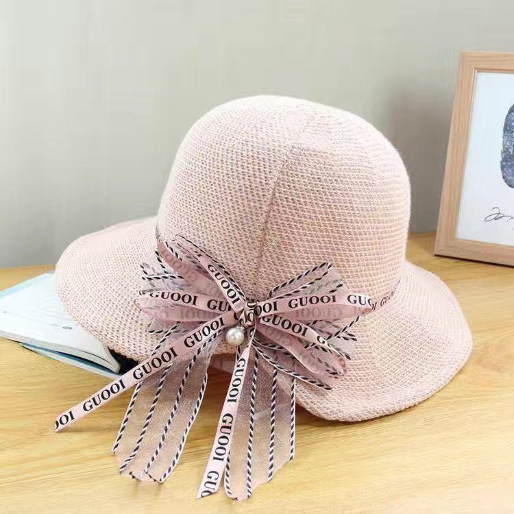 

Летняя новая соломенная шляпа-бантик, складная модная шляпа-котелок, женская универсальная шляпа-солнцезащита, модная шляпа рыбака, корейский выпуск