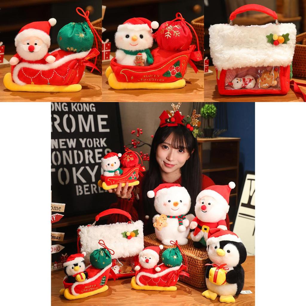 Christmas Santa Claus Snowman Penguin Sled Plush Doll Pendant Children Toy For Christmas Gift Ideas