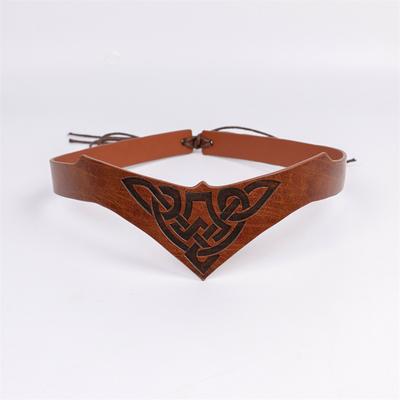Adjustable Viking Headband with Celtic Knot and Norse Rune Design - Faux Leather Viking Style Accessory for LARP, Cosplay