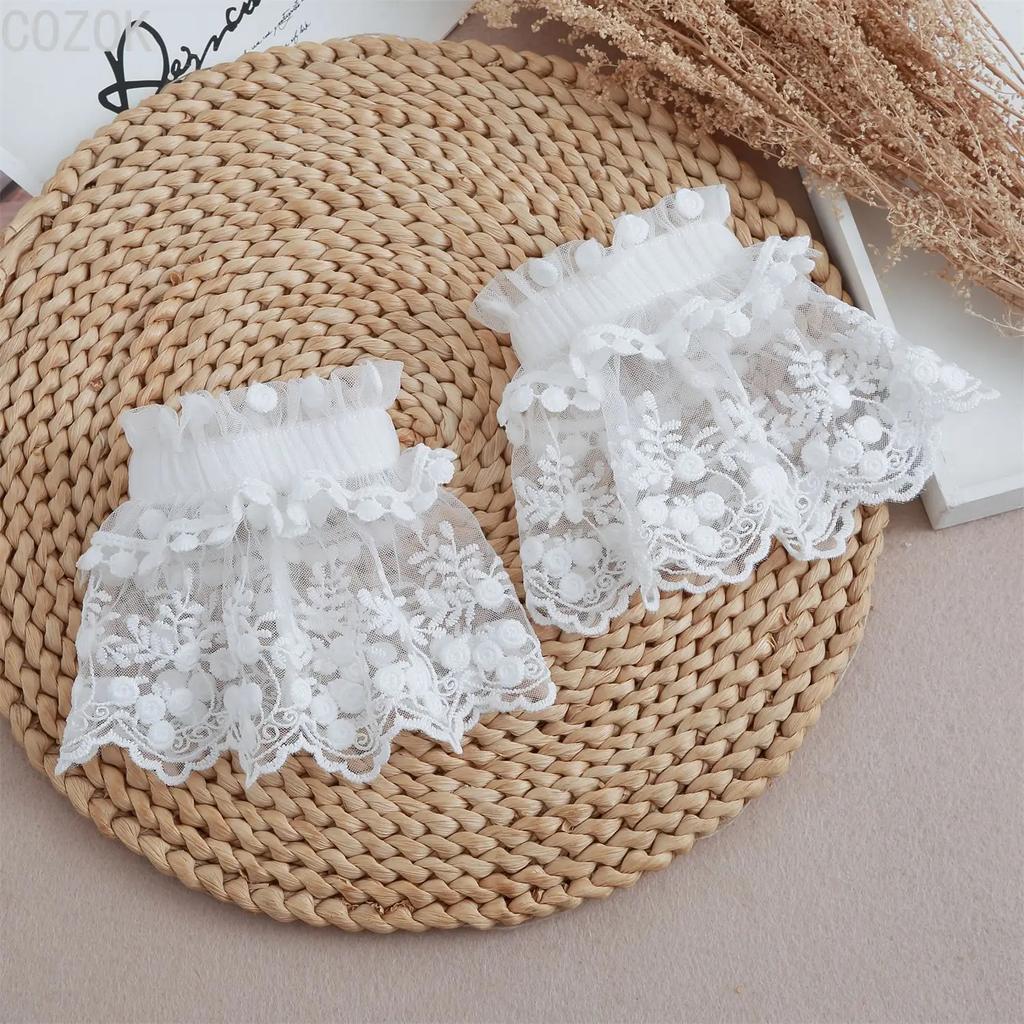 Cross-border Pleated Mesh Lace Sleeves Women's Decorative Cuffs Replacement Fake Sleeves