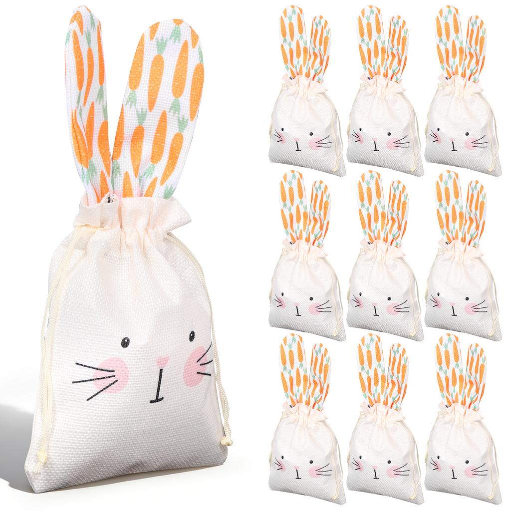 10 Stück Osterhasen Geschenktüten Wiederverwendbar Langlebig Ostereier Snack Aufbewahrungstaschen Hase Süßigkeitenbeutel für Snack Süßigkeiten Partygeschenk