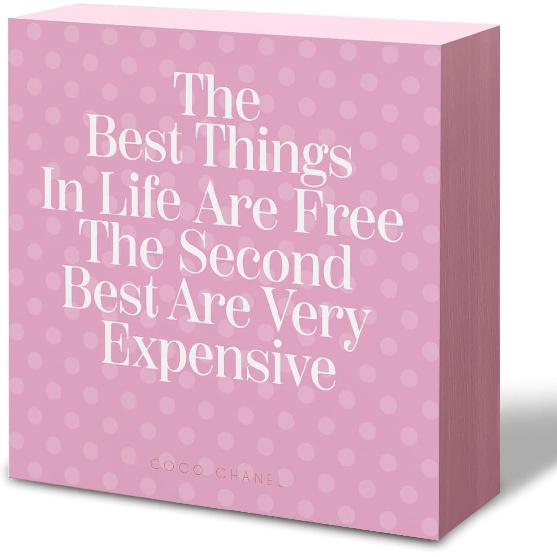 Preppy Girls Room Decor, The Best Things in Life Are Free Sign Wooden Block Preppy Desk Decor, Girl's Bedroom Accessories, Woman Empowerment and