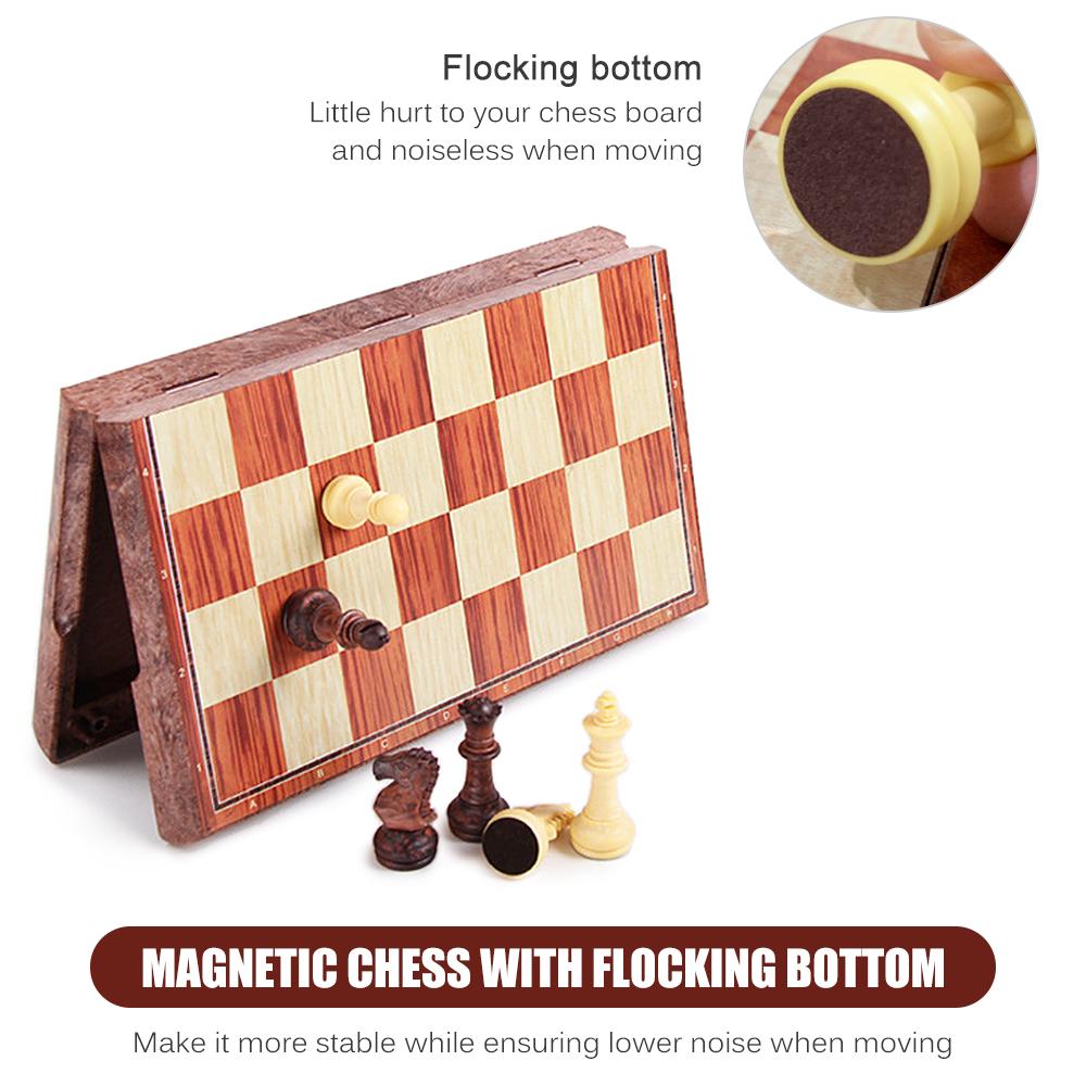 Magnetisches Schachspiel, zusammenklappbares Kunststoff-Schachbrett mit Aufbewahrungstasche, leichtes Reisebrett, pädagogisch