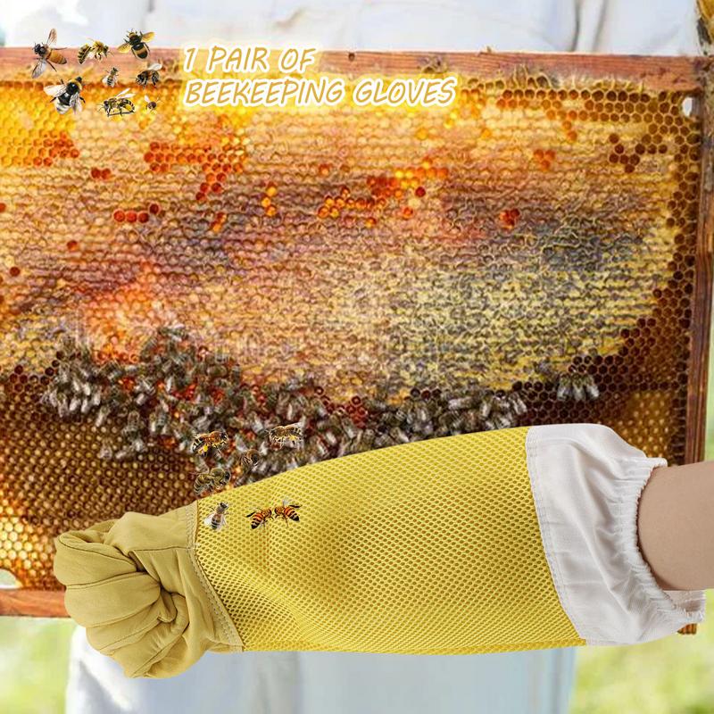 1 Pair Breathable Beekeeping Gloves Long Sleeves Protective Gloves Durable Beekeeper Gloves Safety Protection Breathable Mesh XL