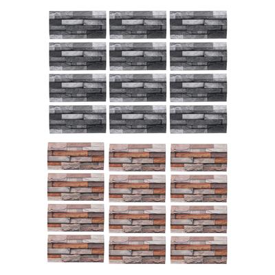 12 peças Adesivo de parede de azulejos PVC espessado autoadesivo à prova d'água efeito tijolo retrô adesivo de parede para L