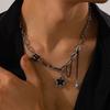 Gothic Punk Black Color Star Pendant Tassel Necklace Suitable For Men And Women Hip-hop Creative Daily Jewelry Gifts