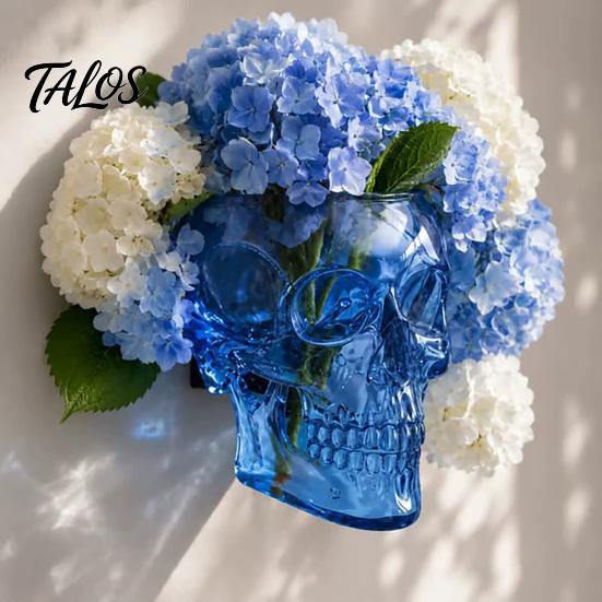 Vaso da Parete Teschio Gotico Talos, da Tavolo o da Parete, Trasparente per Fiori, per Arredamento Casa Scuro, Regalo Unico con Estetica Macabra