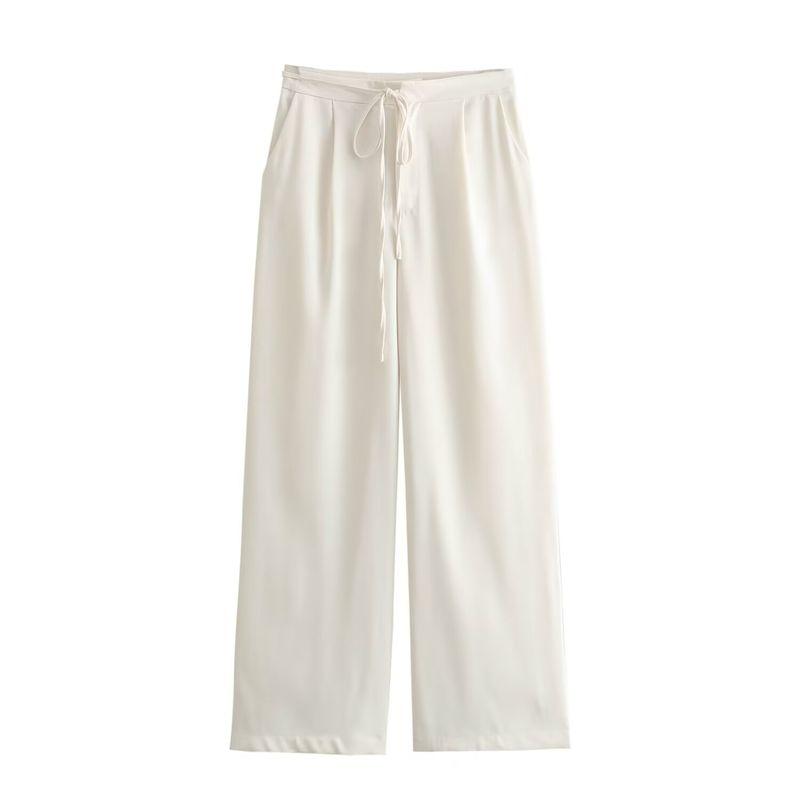 

Kaslead Casual Easiest for Match Simple Lace Pants Milky White L