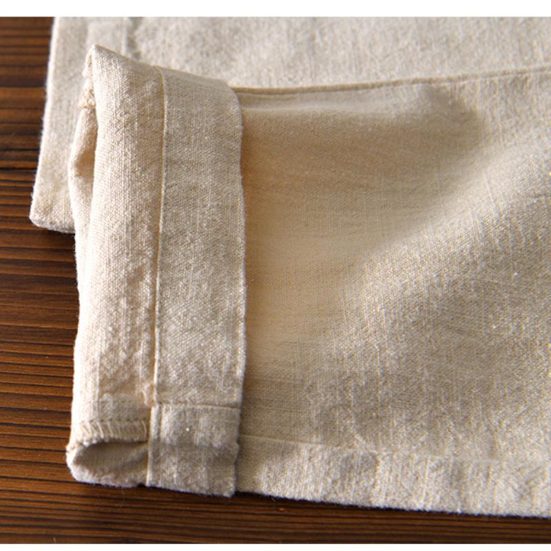 Summer Simple Style Men's Pants Beach Breathable Ramie Cotton Men Trousers Daily Casual Baggy Long Pants Solid Color Drawstring Elastic Waist