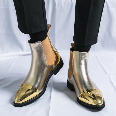 Men Classic Retro Patent Leather Chelsea Boots Men Fashion Ankle Boot Mens Casual British Style Short Boot High-Top Shoes 38-46