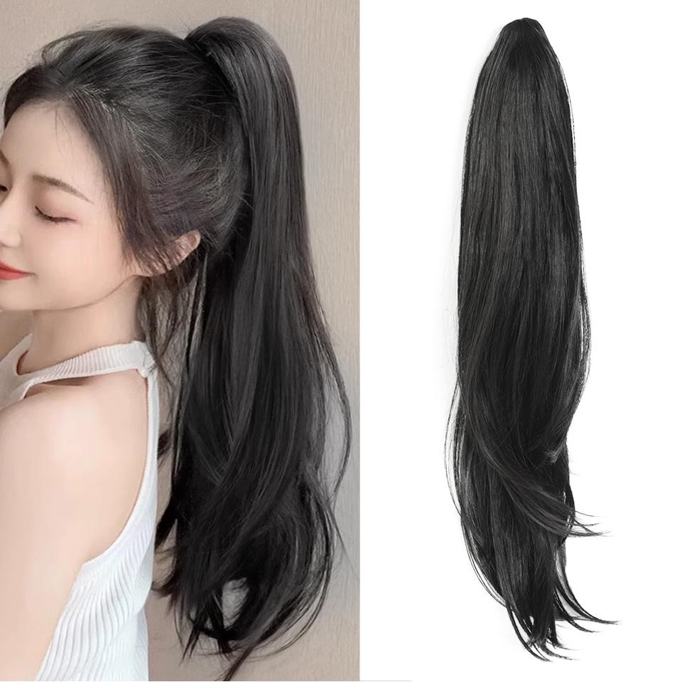 WTB Synthetic Wig Women Straight Ponytail Hair Extension Wig Small Clip-in Style Medium Length Straight Ponytail