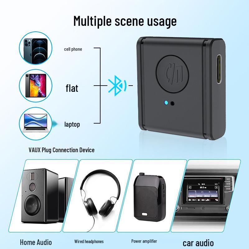Bluetooth 5.3 Car FM Transmitter & 3.5mm Wireless Audio Receiver Speaker