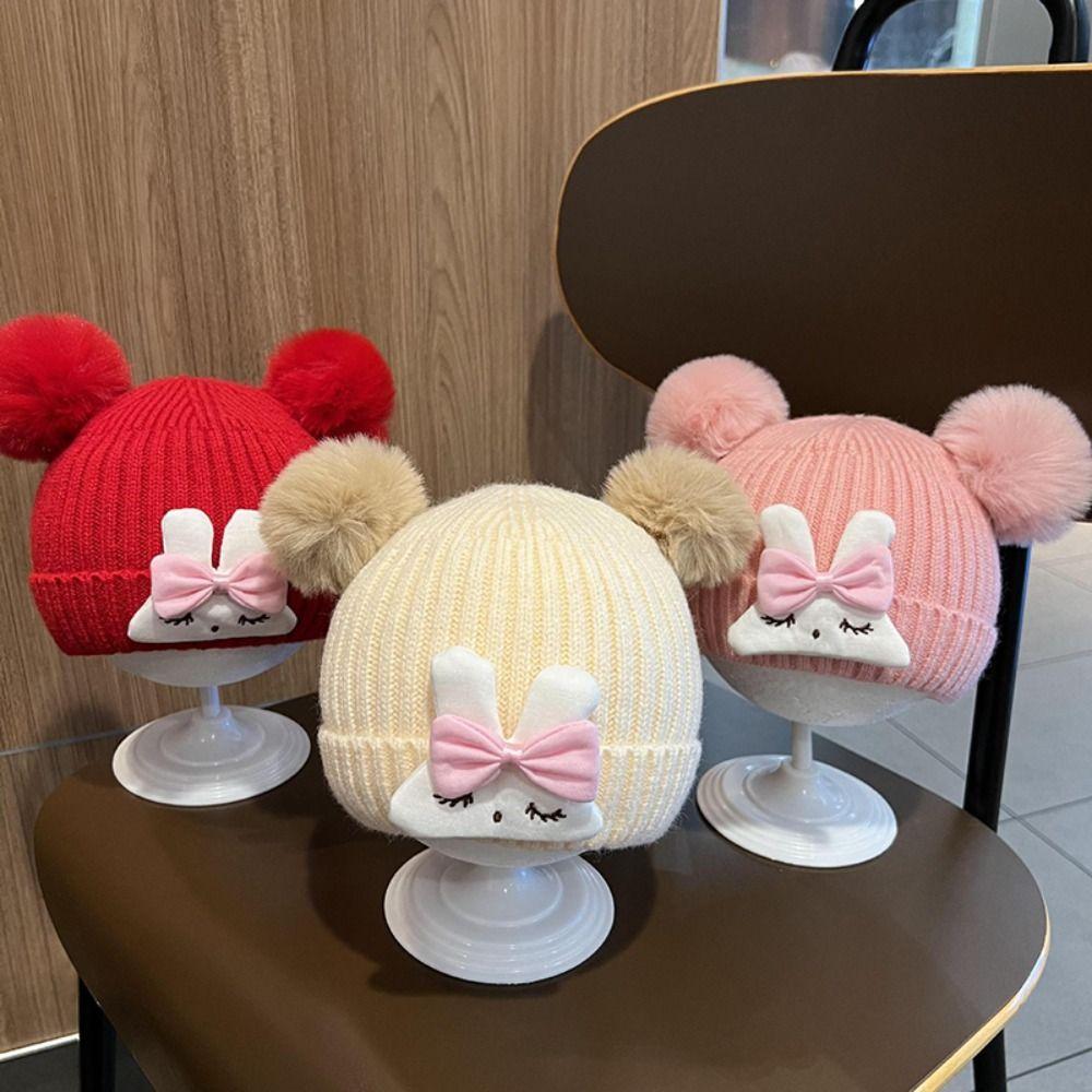 Knitted Baby Beanie Cap Rabbit Pullover Hats Bonnet Cute Girls Knitted Hat  Baby