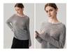 2026 Spring/Autumn Sequin Cashmere Round Neck Knitwear: Women's Long Sleeve Crochet Loose Top