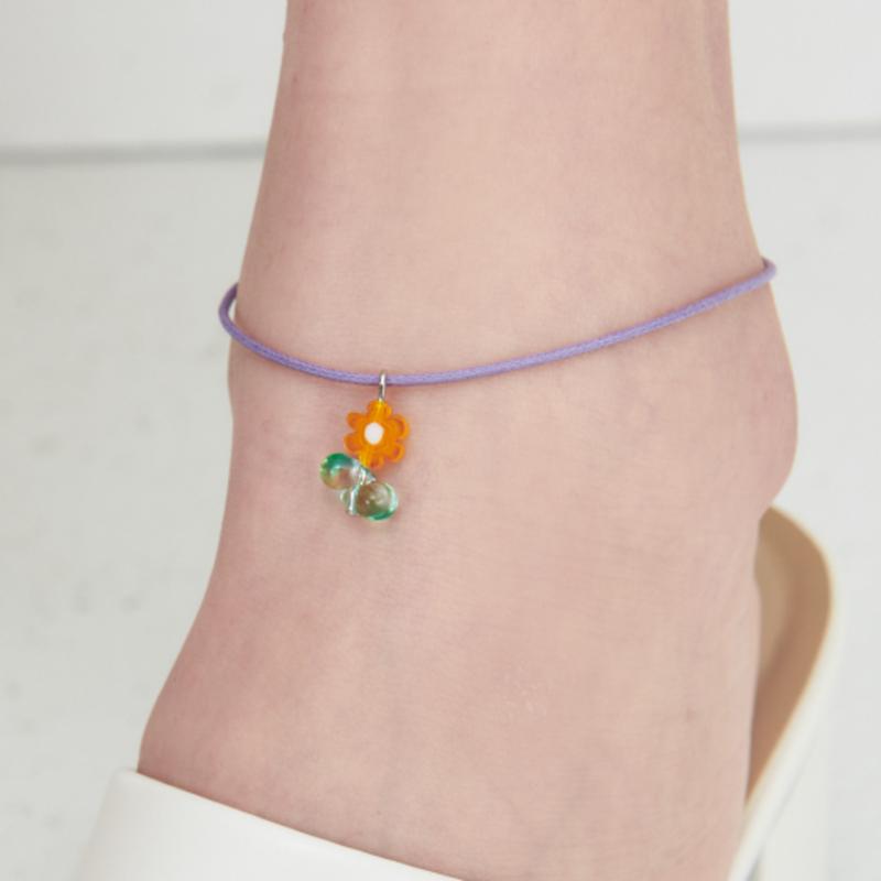 

UNI.J Fresh Flower Cord Silver Anklet Iak42 [Silver] L23cm~25cm