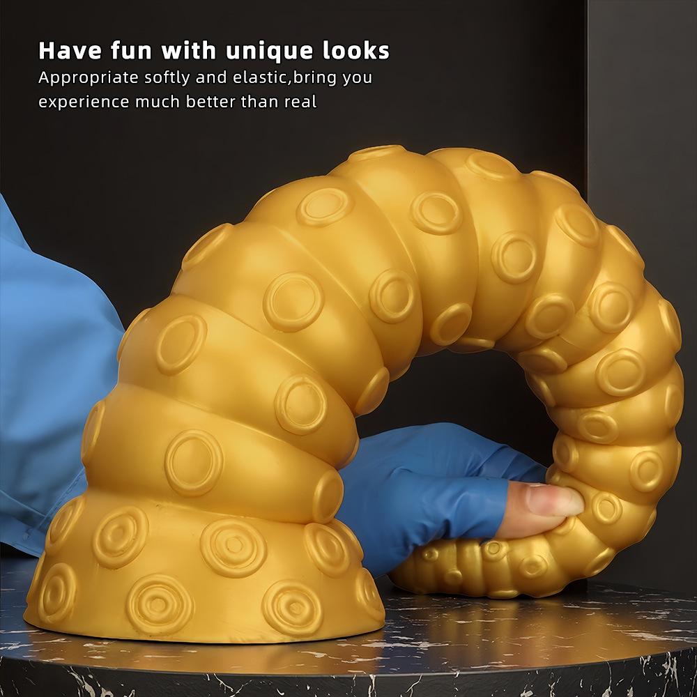 Golden Silicone 8cm Octopus Legs Oversized Thick and Gradually Thick with Small To Large Pointed Anal Plugs and Anal Dilators Toy Backcourt