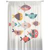Cartoon-Fisch-Tüll-transparente Fenstervorhänge für Wohnzimmer, Küche, Kinderschlafzimmer, Voile-Hängevorhang