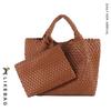 New 2022 Large Capacity PU Woven Tote Bag - Trendy Cross-Border Business & Casual Mother-Child Handbag