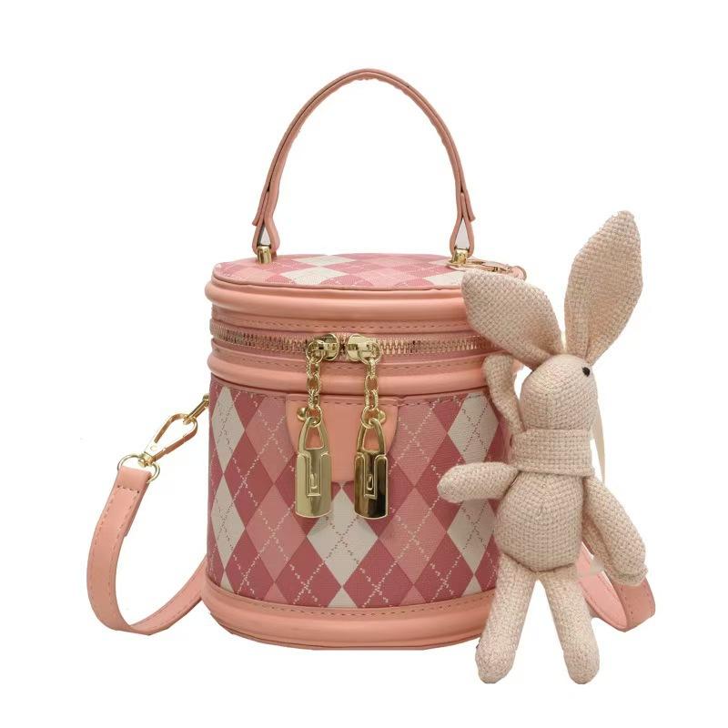 Women'S High-End Fashion Messenger Bag Texture Diamond Portable Bucket Bag