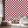 Red and white checkerboard wallpaper for living room and bedroom 50x1000