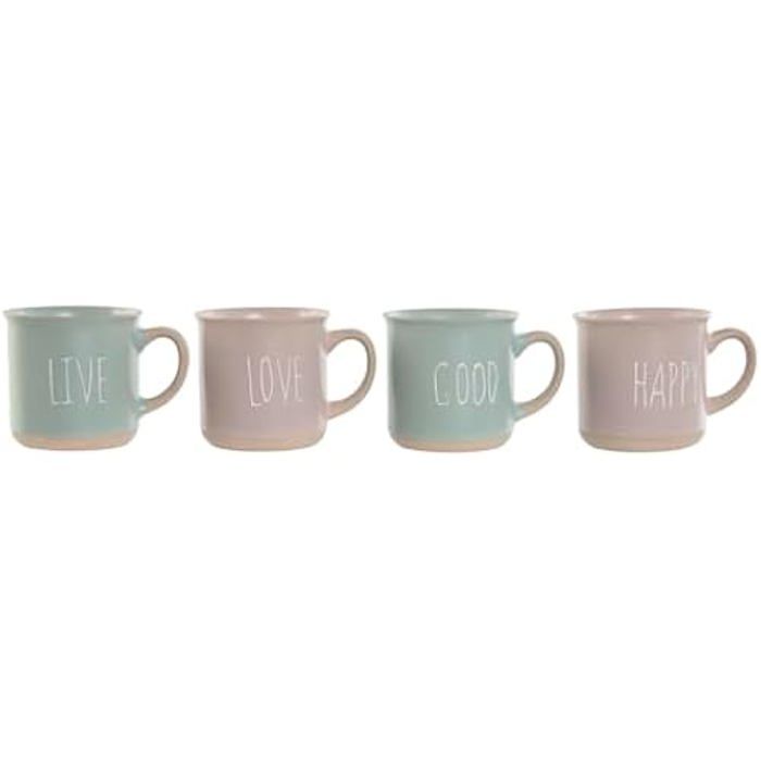 Mug - HOME ESPRIT - Lot de 4 - Multicolore - Grès - Style Urbain