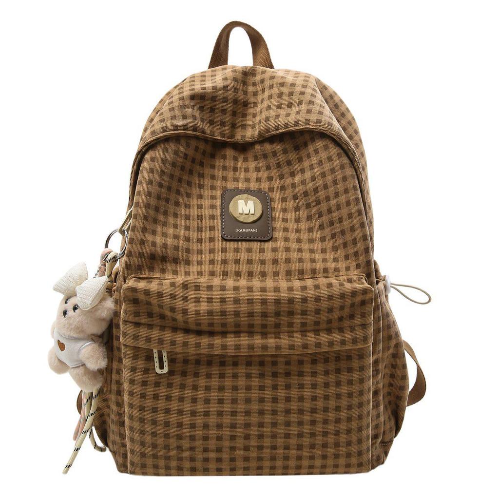 Vintage Plaid Women's Backpack - Lightweight, Versatile, Large-Capacity Bookbag for Commutes and Short Trips