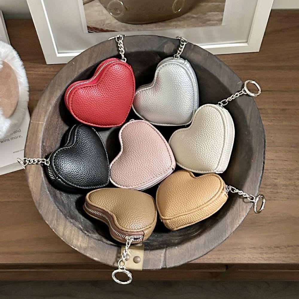 Pendant Heart Shape Wallet Zipper Cute Card Holder Change Bag PU Leather Coin Purse  Outdoor