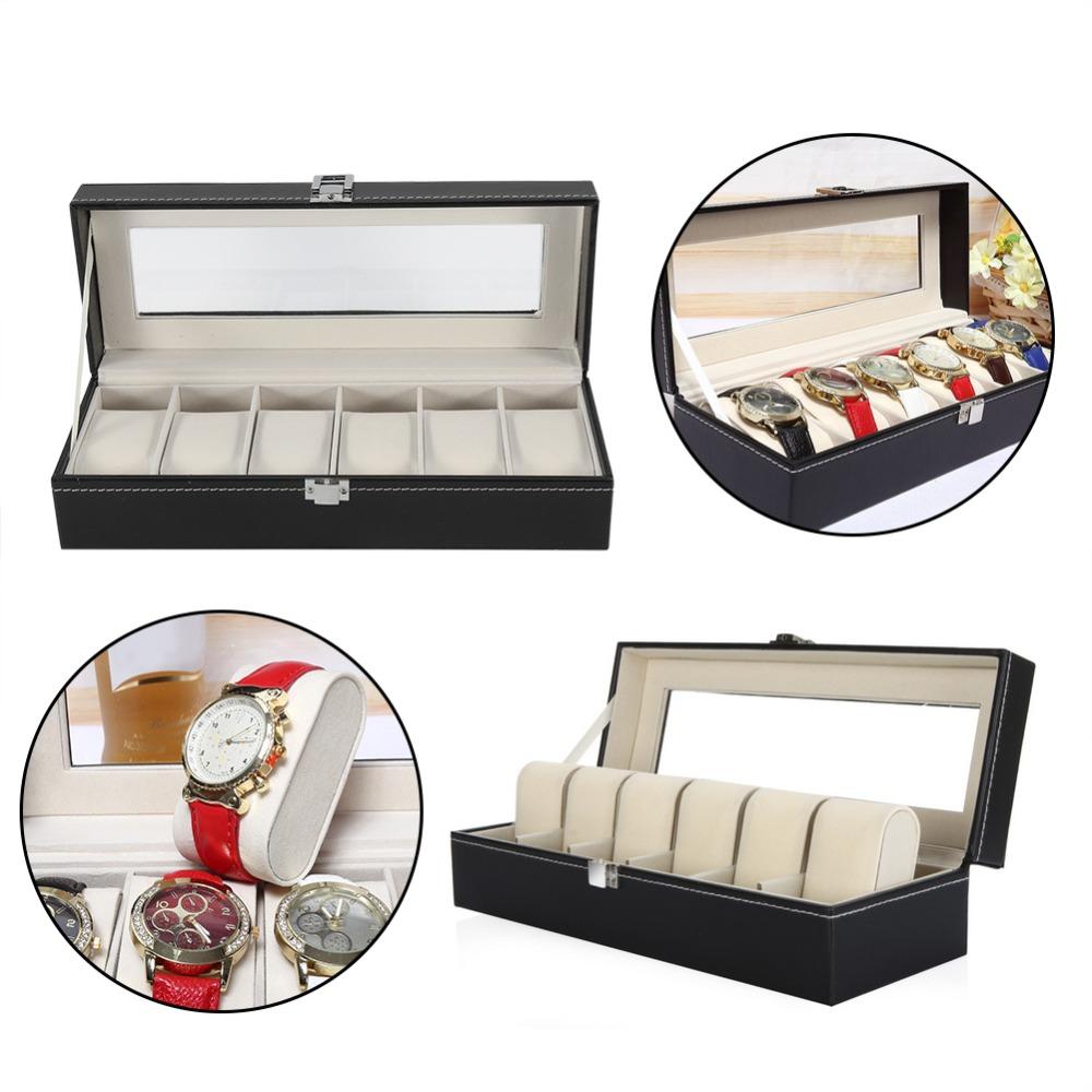 PU Leather Watch Storage Box 6 Slots Watch Collection Case Watch Display Case  Travel