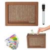Wooden Cash Money Saving Box Money Saving Challenge Box with Money Target And Numbers Piggy Bank with Dry Erase Pen for Kids Adults