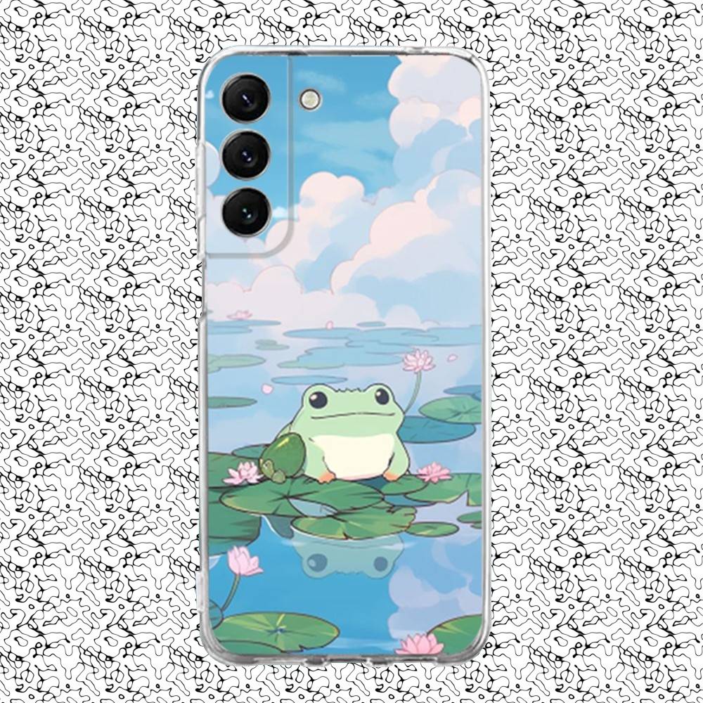 Cute Frog Phone Case For Samsung S24,30,21,22,23,20 FE,lite,PIus,Ultra,5G,Note,9,10 Transparent Cover