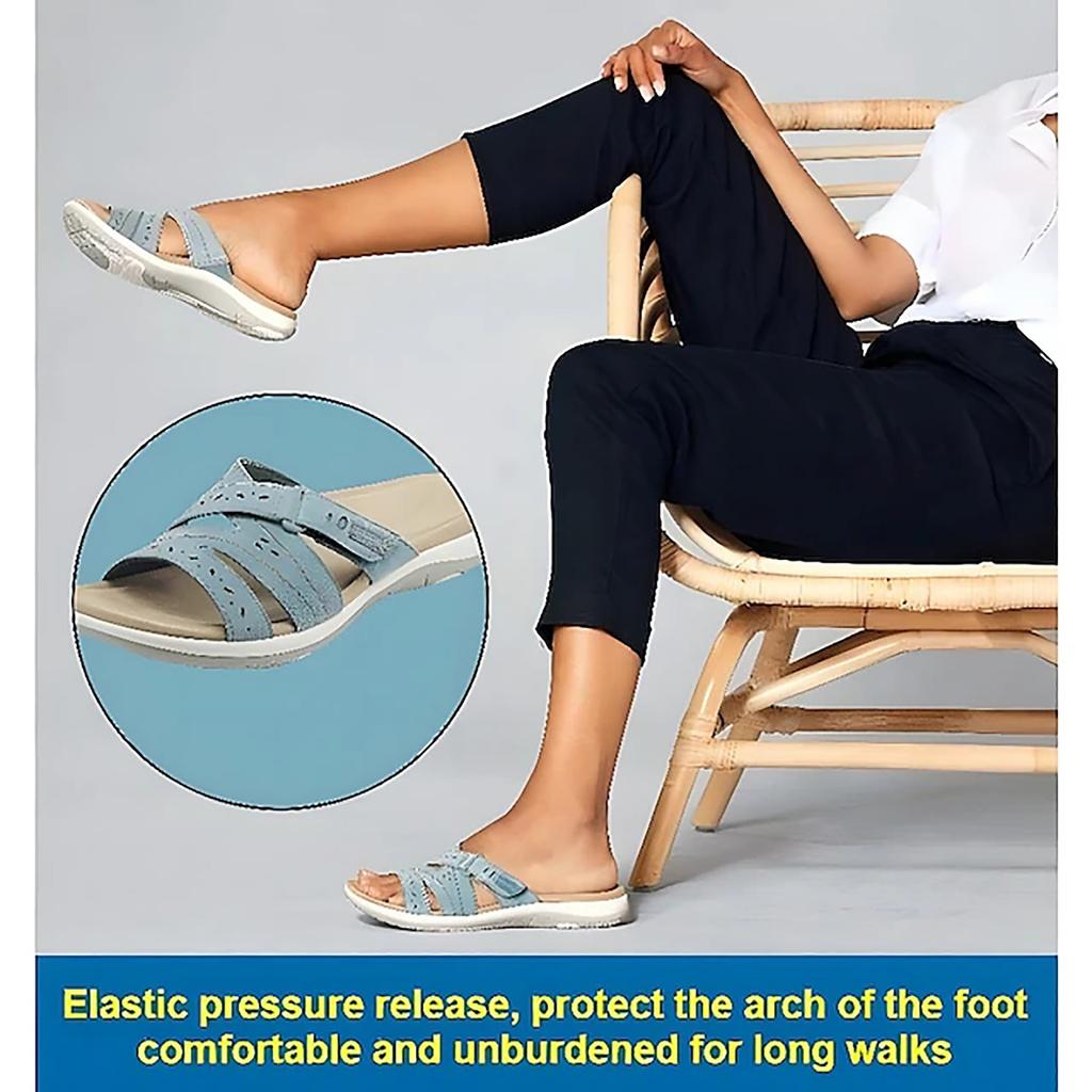 Sommer Damen Keilsandalen Premium Orthopädische Sandalen mit offener Spitze Vintage Anti-Rutsch Leder Casual Damen Plateau Retro Schuhe
