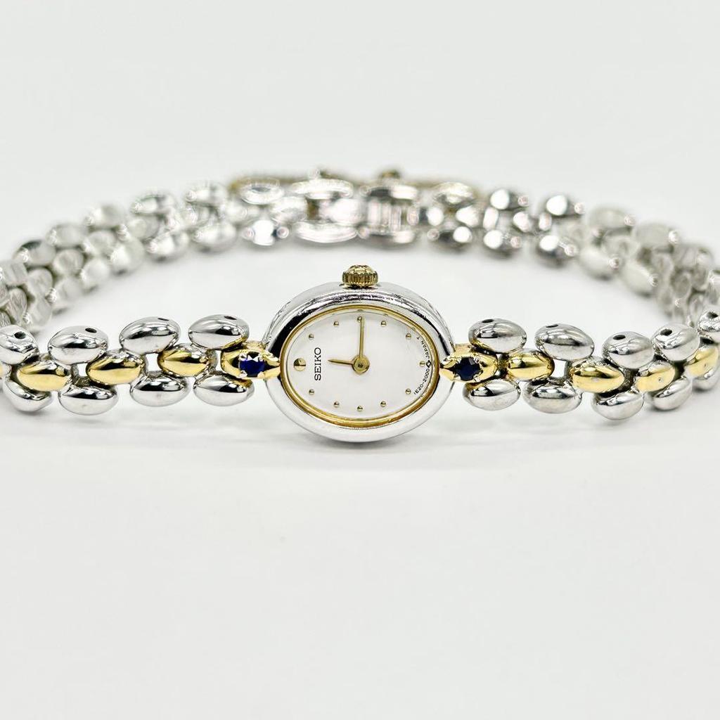 [USED] SEIKO Oval Stone 1E20-6160 Quartz Wristwatch