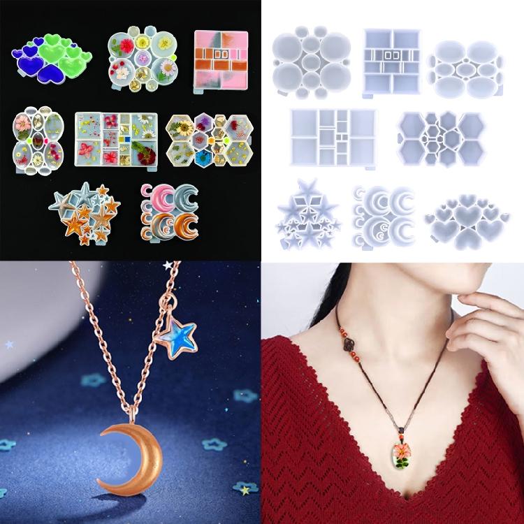 Molde de Silicone de Cristal para Colar com Furo para Fazer Joias Acessórios de Brincos de Figura Geométrica Molde