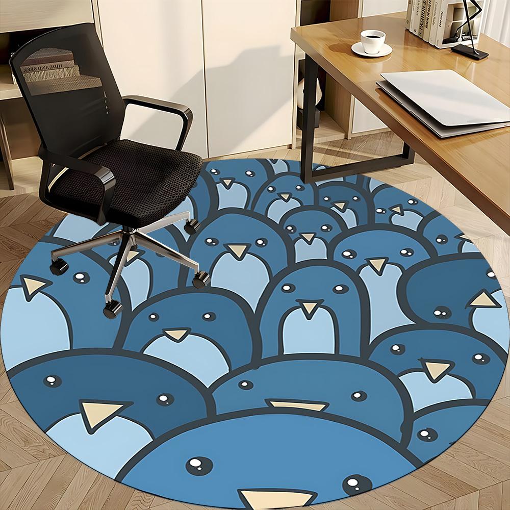 1pc Penguin Pattern Office Round Area Rug, Indoor Mat Suitable ForOffice, Under Office Chairs Bedroom Living Room Home Decor, Room Deco, N64