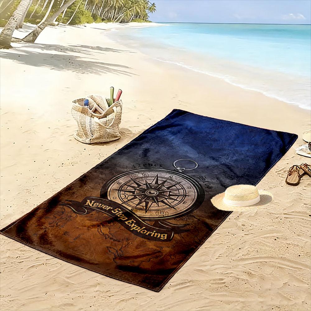 Compass Design Beach Towel Beach Towel Quick-drying for Travel Outdoor Sports Jogging Beach and Swimming