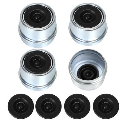 4PCS Trailer Hub Dust Cap Trailer Axle Grease Cap with Rubber Plugs Steel Wheel Bearing Dust Caps For 2000 To 3500 Lbs