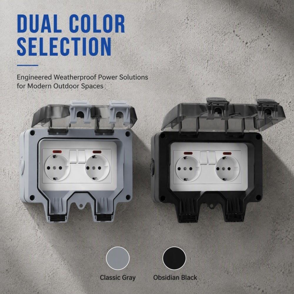 PC Material Outdoor Wall Socket IP66 Waterproof Weatherproof Socket  Outdoor